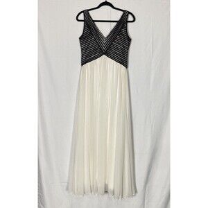 AIDAN MATTOX Full-Length Evening Fit & Flare Dress Fitted Bodice Sz 10 Chiffon